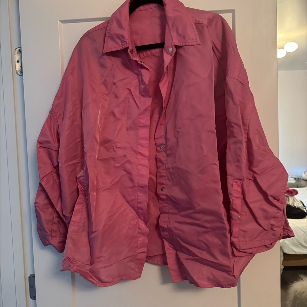Sandro Pink Button-Up Jacket and shorts